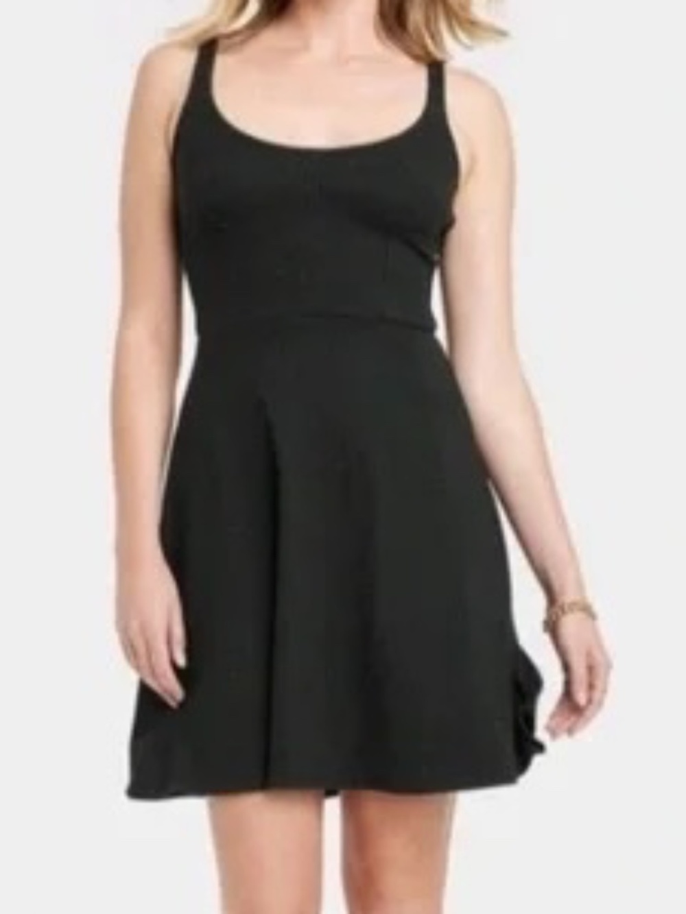 Universal Thread Corset Knit Ribbed Dress in Black - Size XS